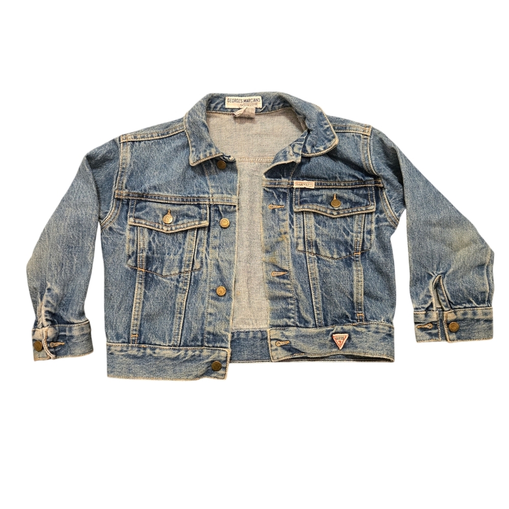 Vintage GUESS Georges Marciano Youth Girls 6 Blue Denim Jean Jacket Authentic